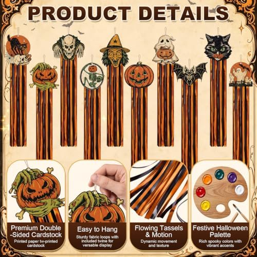 10 Pcs Halloween Outdoor Decoration Ghost Hanging Decor 4.4ft