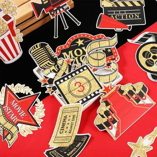 Pajean 60 Pcs Movie Night Decorations for Classroom Film Reel Cutouts