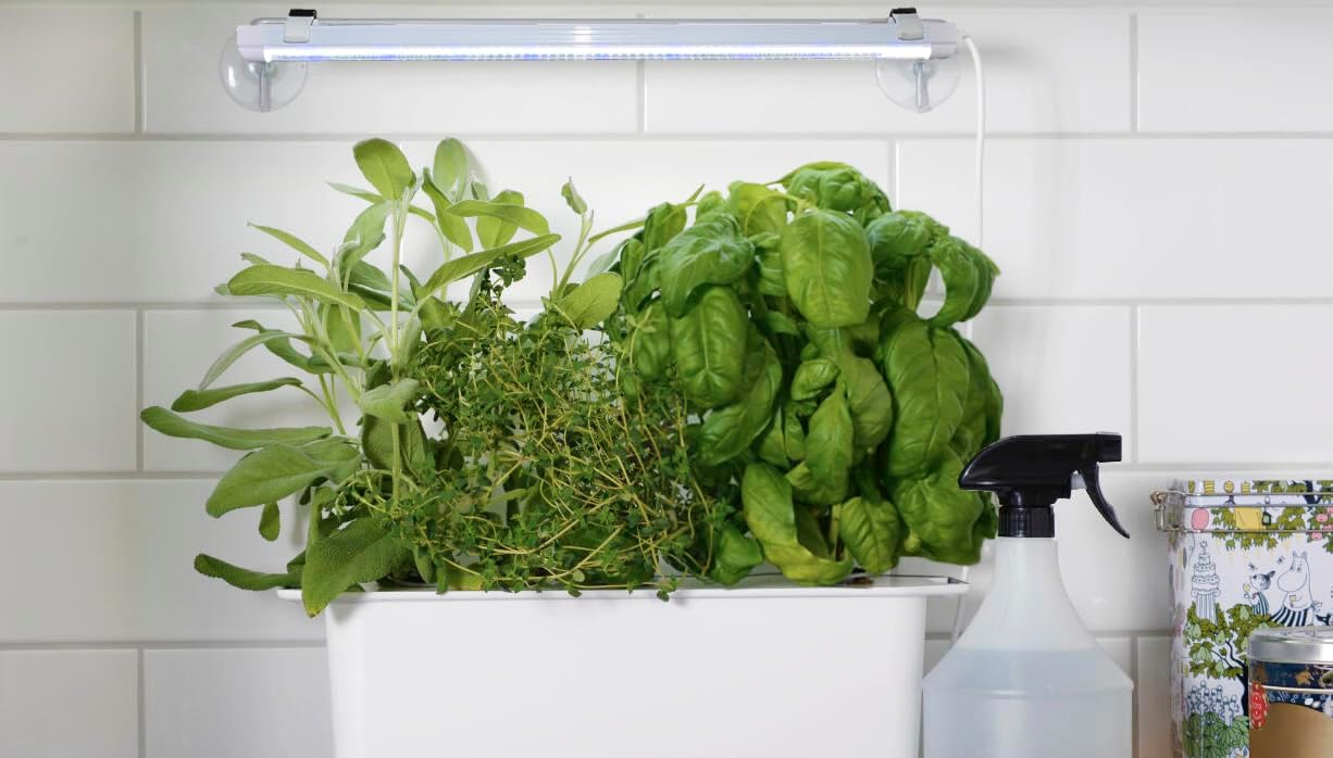 2FT Suction Cup Style Plant Grow Light,12W, LED Grow Lamp Fixture on wall, Seed Starter kit, 6500K Cool White, Enhanced