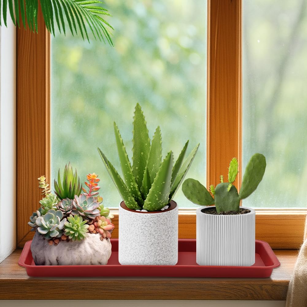 16 Pack Plastic Rectangular Plant Saucer Tray, 16.4x6.5Inch | Heavy Duty Planter Saucers Rectangular Planter Saucer