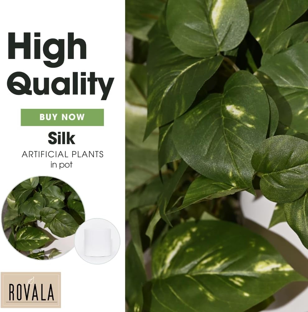 MY ROVALA Silk Plants for Home Decor Indoor in Pot Realistic Artificial Plants Hanging Faux Plants Indoor Fake Potted