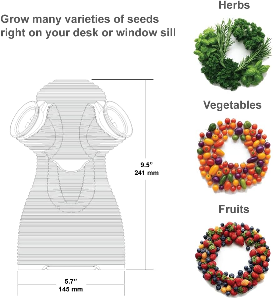 Indoor Desktop Hydroponics Tower System Growing Kit Perfect for Edible Flowers, Herbs, and Vegetables for Homes
