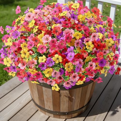 Alupssuc 48 Bundles Artificial Daisy Flowers UV Resistant for Outdoor Decor