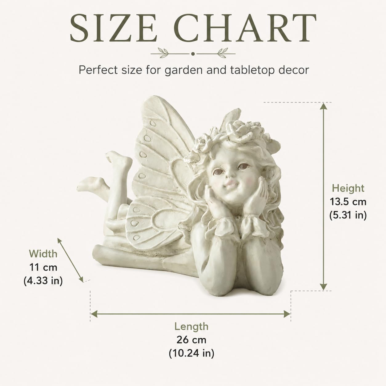 Laying Angel Garden Statue, Resin Fairy Figurine Outdoor Yard Decor | Whimsical Accent For Flower Beds, Patios, Shelves
