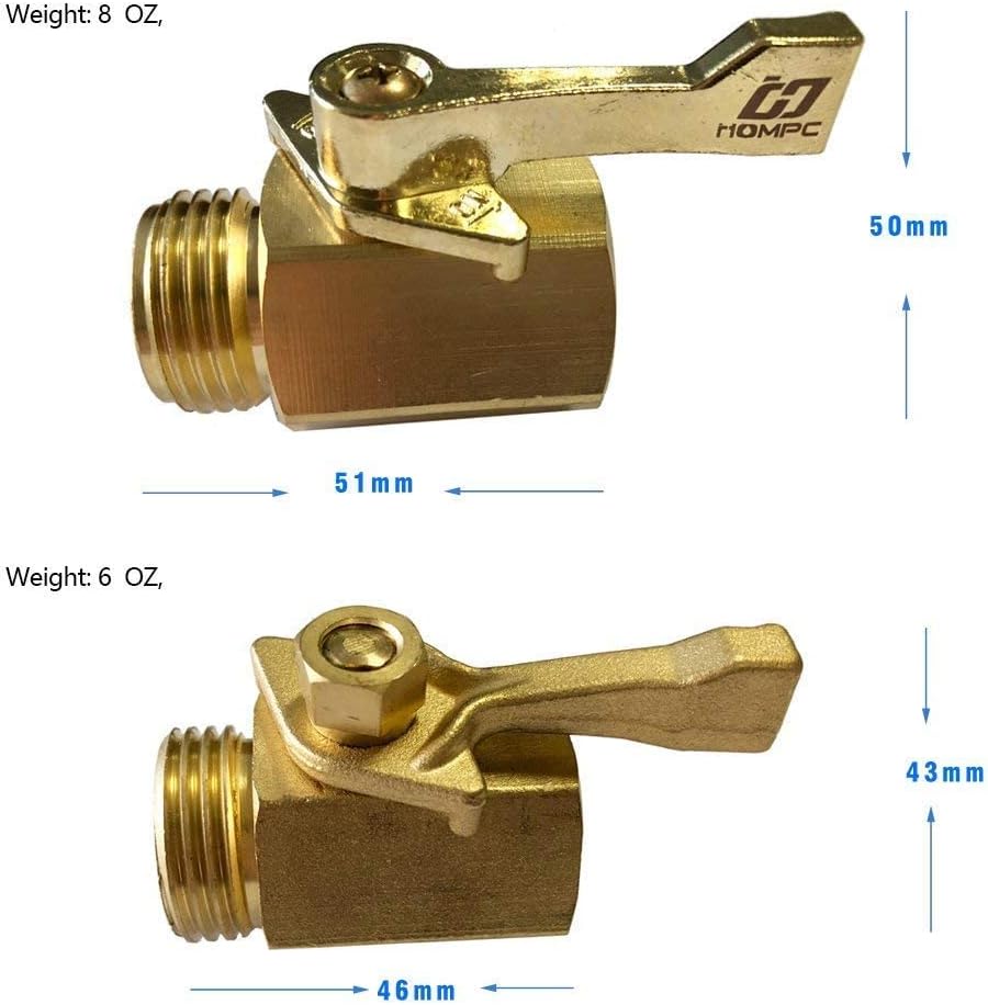 Super Heavy Duty 3/4" Brass Shut Off Valve Garden Hose Shut Off Valve Garden Hose Connector 2 PCS