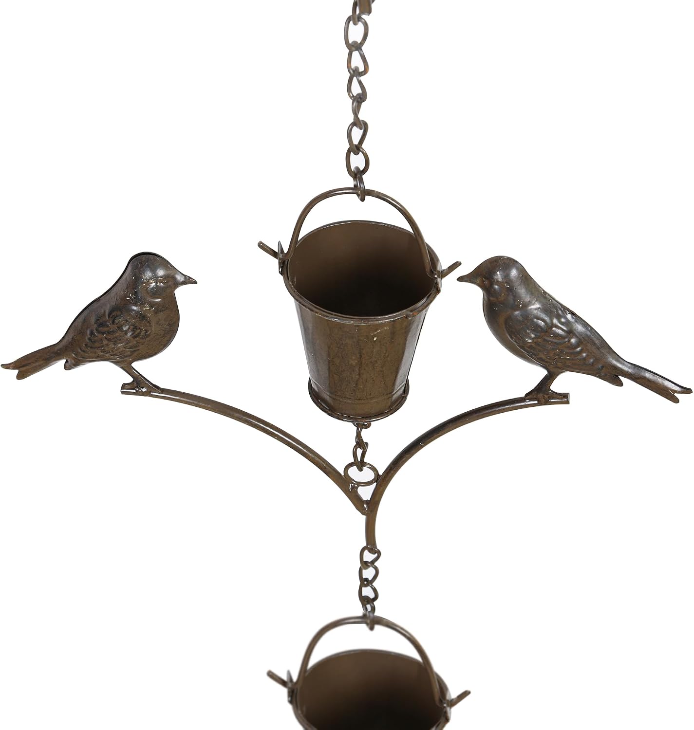 Topadorn 6.3 FT Rain Chain for Gutters, Metal Bird & Bucket, Bronze Finish | Decorative Gutter Chain with Bird and