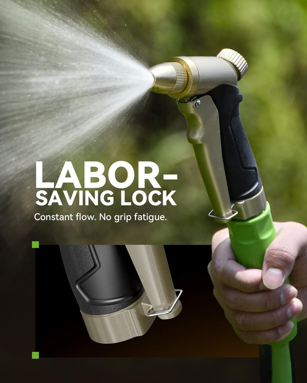 RAINPOINT Garden Hose Nozzle, 100% Heavy Duty Metal Hose Sprayer, High Pressure Water Hose Nozzle with Adjustable Spray