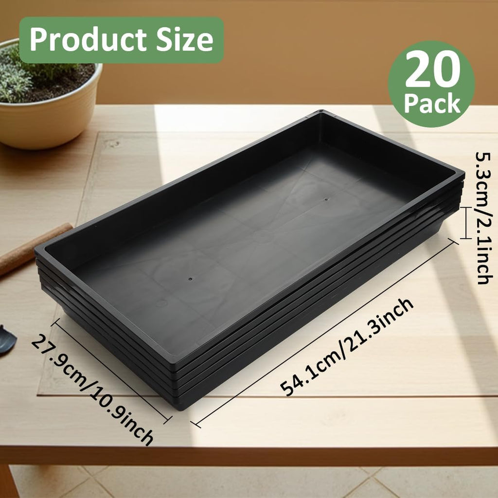 RooTrimmer 1020 Nursery Pot Trays 20 Pack, Plastic Flat Seed Starter Tray, Reusable Seedling Starting Tray for Holding