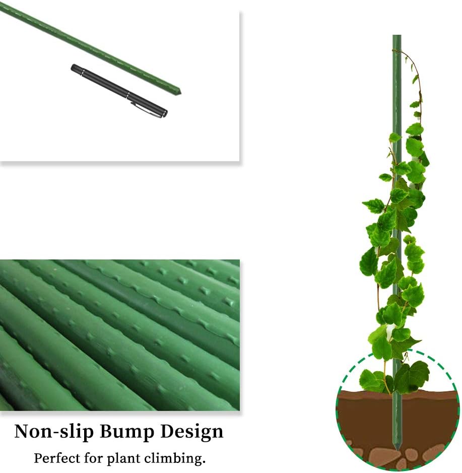 G-LEAF Garden Stakes 5 ft Plastic Coated Steel Tube Sturdy Metal Plant Sticks for Tomato,Cucumber,Bean,Tree,Pack of 25