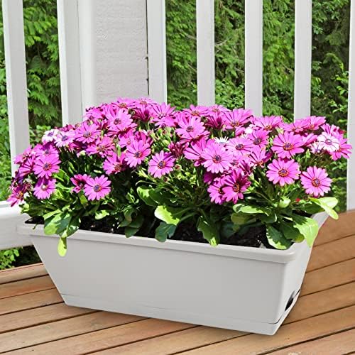 8pcs Window Box Planter,Rectangle Plastic Vegetable Flower Planters Boxes