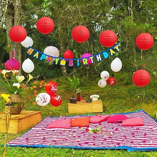 BEISHIDA 8 Inch Red Paper Lanterns 6 Packs Hanging Round Chinese Lantern