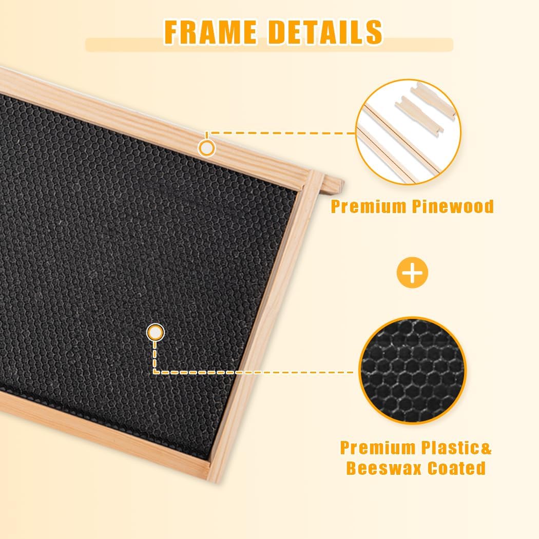 POLLIBEE 8 Frame Beehive Beeswax Coated Langstroth Bee Hives Include 1 Deep Boxes and 1 Medium Bee Box with Beehive