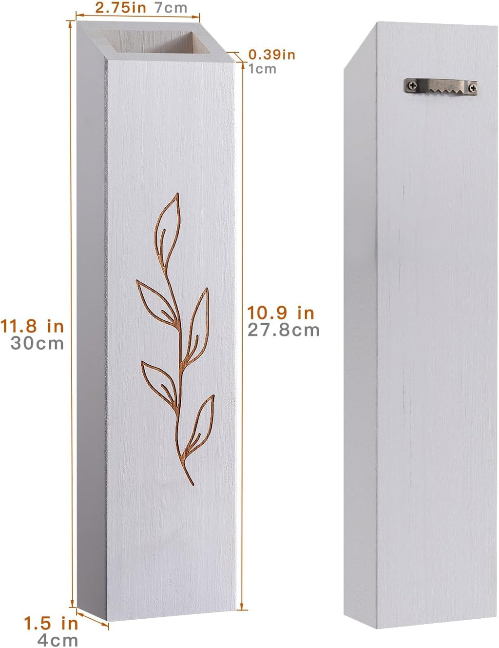 Wooden Wall Vase Planter Set of 4 | White Finish Farmhouse & Boho Wall Decor for Entryway, Hallway, Bathroom, Living