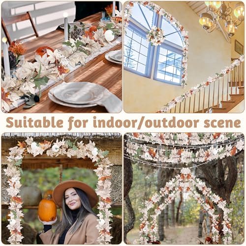 4Pack 23.6FT White Fall Garland for Mantle Autumn Wedding Thanksgiving