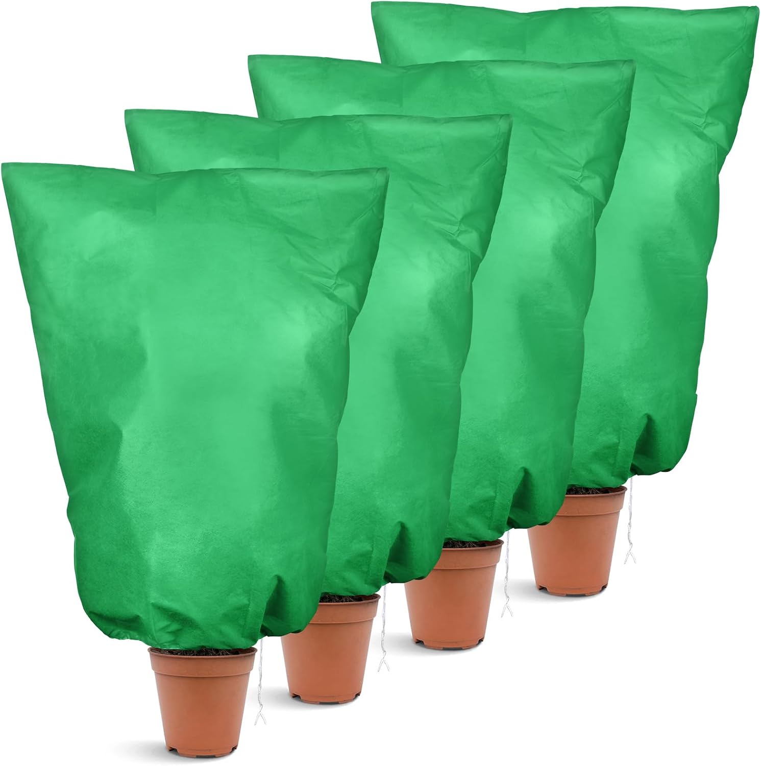 Windyun 4 Pcs Plant Covers Freeze Protection 47x40 Inch Winter Plant Protector Freeze Cover Shrub Frost Cloth with