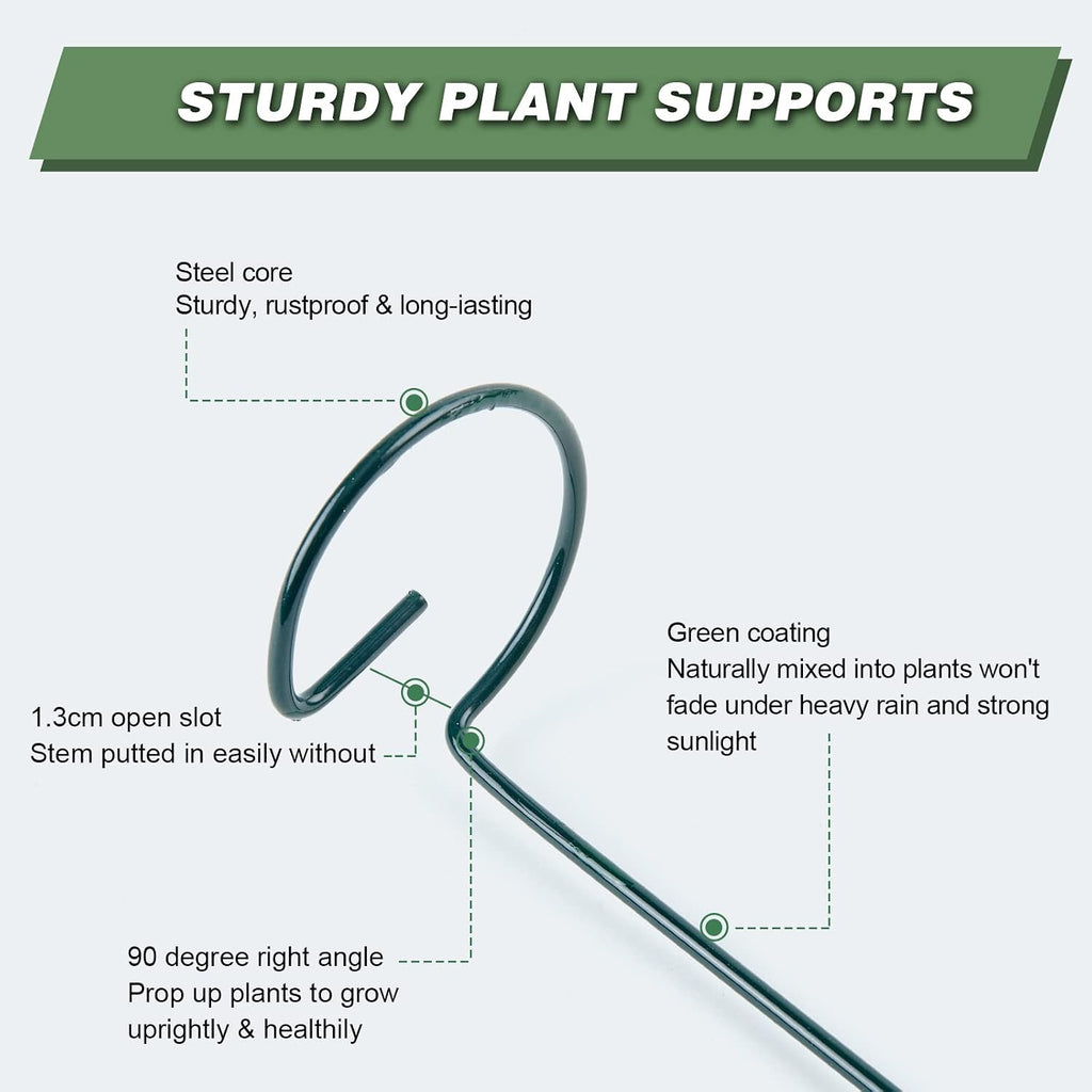 20 Pack 24 Inch Plant Support Stakes for Outdoor Plants and Indoor Flowers | Includes 24 Twist Ties, Sturdy metal