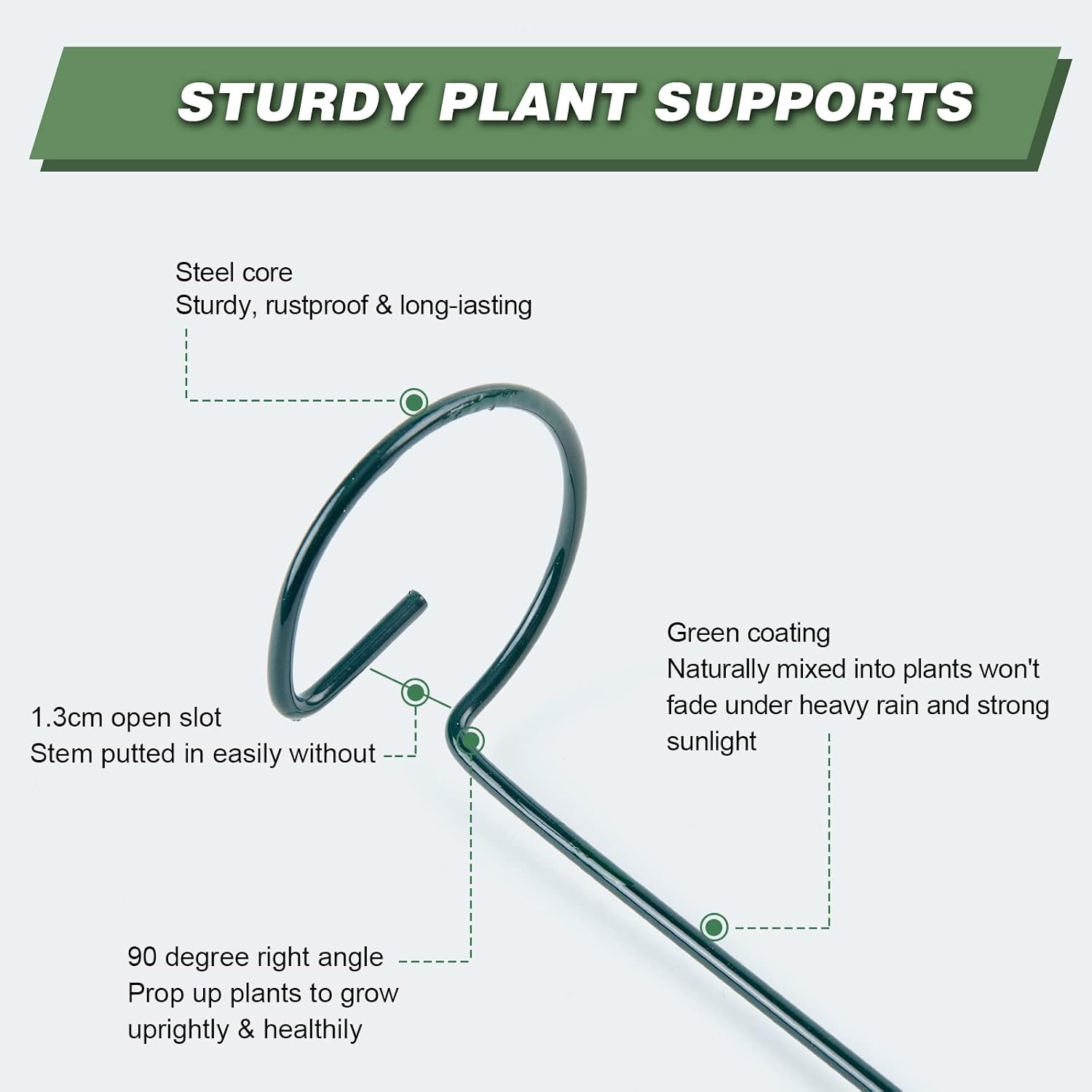 20 Pack 24 Inch Plant Support Stakes for Outdoor Plants and Indoor Flowers | Includes 24 Twist Ties, Sturdy metal