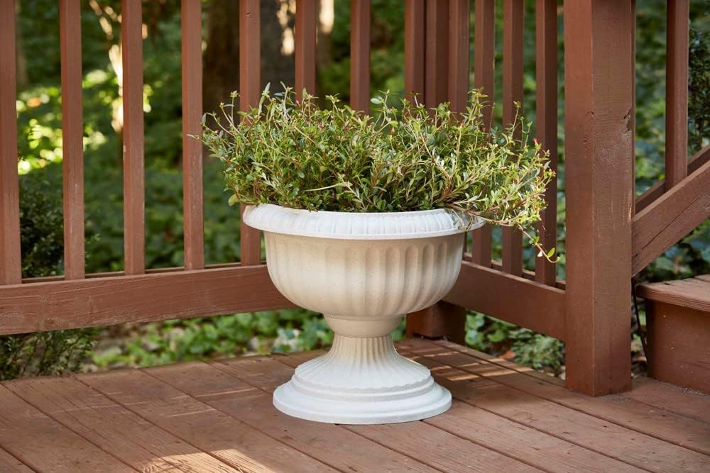Southern Patio Dynamic Design 18 Inch Outdoor Home Resin Grecian Urn Versatile Planter Pot for Entryways and Backyard