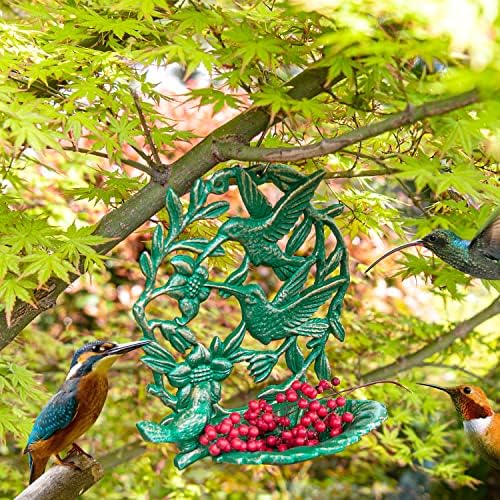 Sungmor Cast Iron Wall Mounted Green Bird Feeder - Hummingbird Design