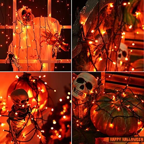 Orange Halloween Lights, 82ft 200 LED Halloween String Lights with 8 Modes