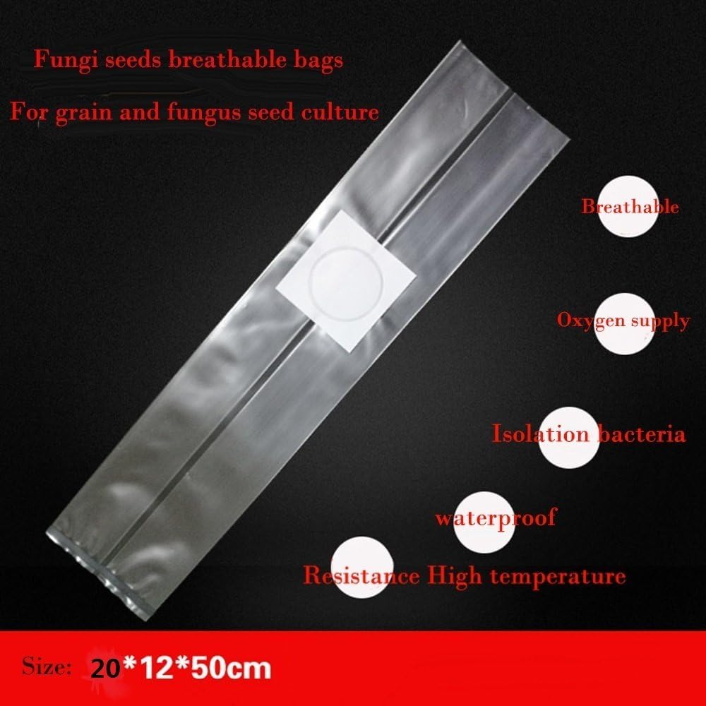 Mushroom Bags,Mushroom Grow Bag/Farm-Mushroom Spawn Bags/Sealable Spawn/Myco Bags,Large Size 8" X 5" X 19",0.5 Micron