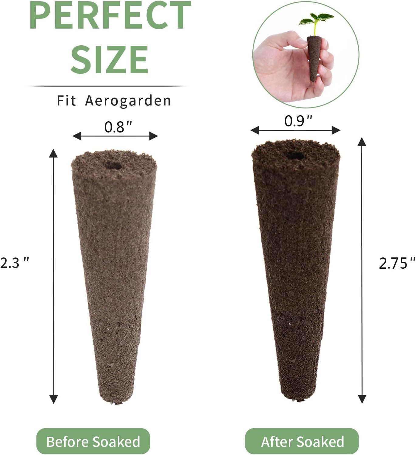150 Pack Grow Sponges, Seed Pods Replacement Root Growth Sponges Compatible with AeroGarden, Moldy-Free, Kit with 10