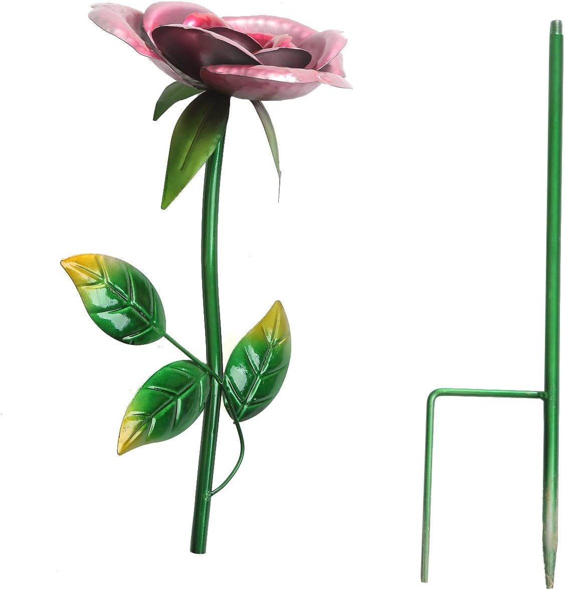 Metal Flower Garden Stake Cute Metal Flower Stick Art Ornament Decor Spring Floral Outdoor Flower Garden Stakes, 4 Pcs