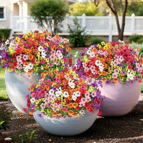 Artificial Outdoor Flowers, UV Resistant Waterproof Faux Plants, 20 Bundles