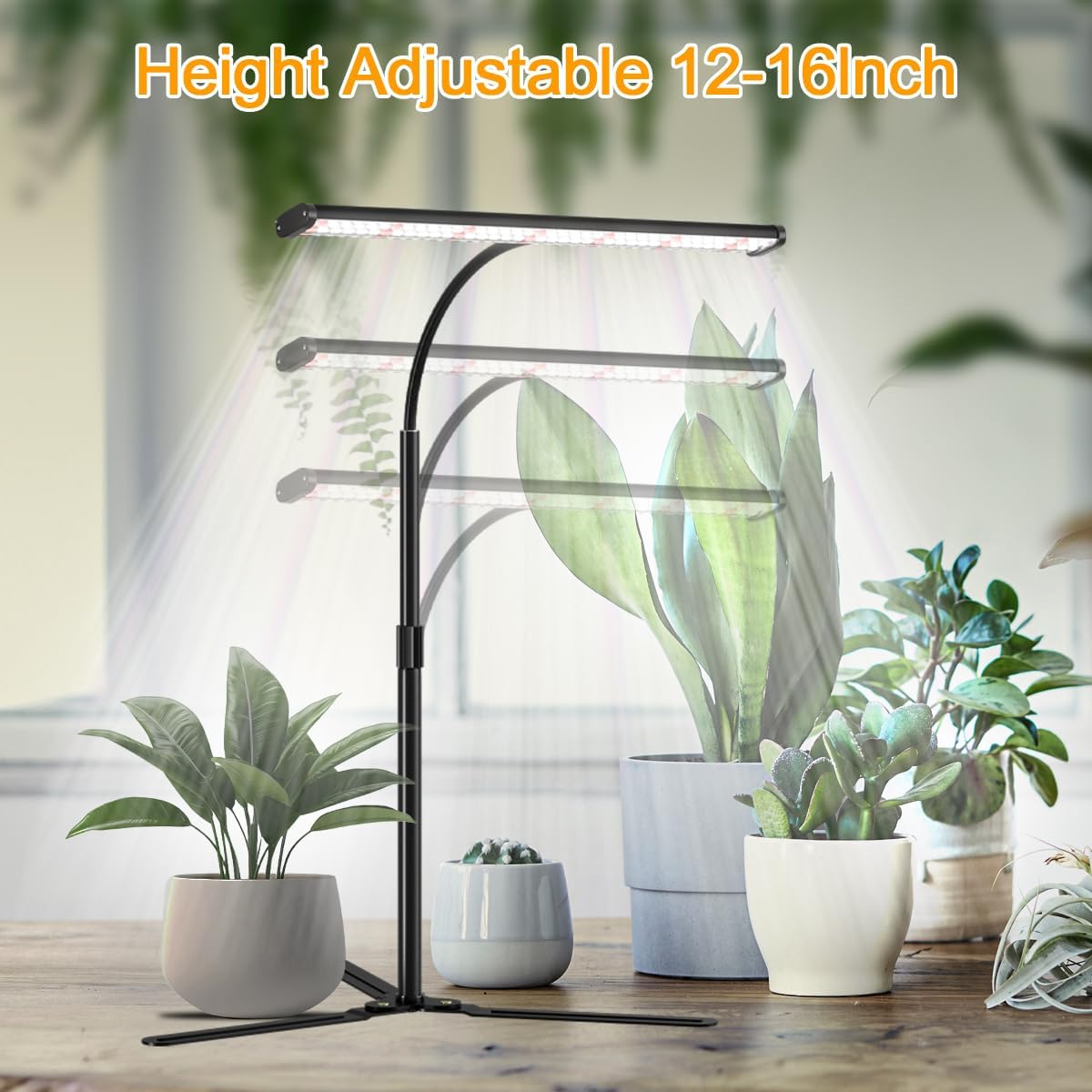 Super-Bright Grow Light for Indoor Plants, 6000K 108LEDs Full Spectrum Plant Lamp with Timer 4/8/12Hrs & Height