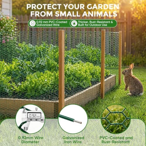 Floral Chicken Wire Fencing for Garden Netting, 16.9*158 in, Green