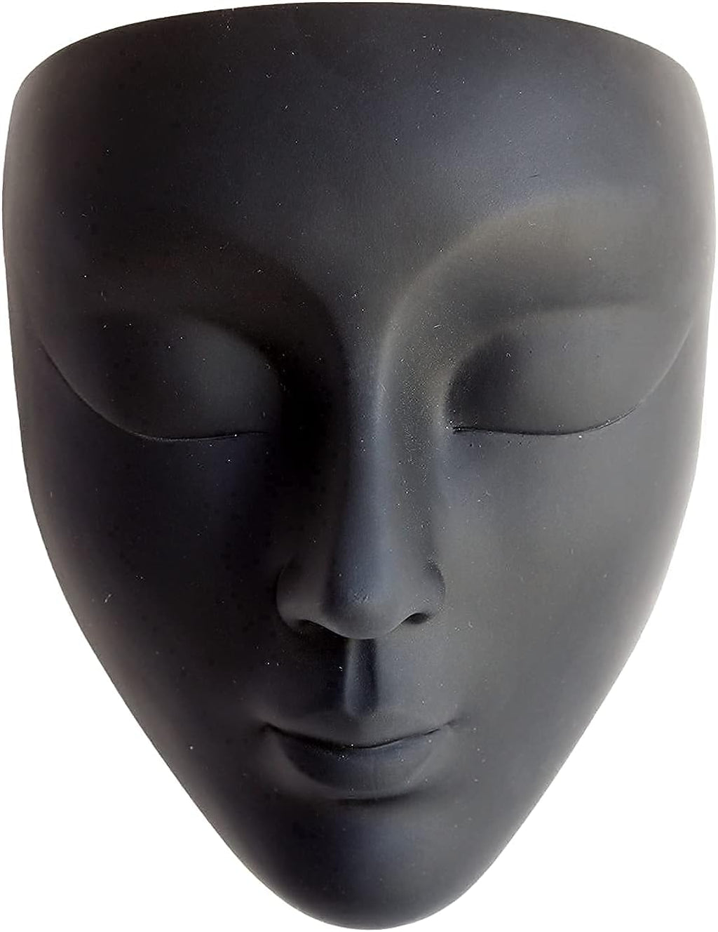 Face Planter, Wall-Mountable Vertical Planter with Drainage Hole, 6x5.25x3.5 inches, Concrete, Black, Modern Style
