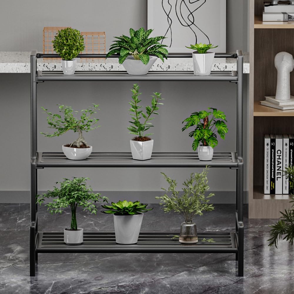 Aluminum Plant Stand Outdoor 3-Tier Rustproof, Extra Large | Heavy-Duty Metal Tiered Plant Rack, Waterproof Rustproof
