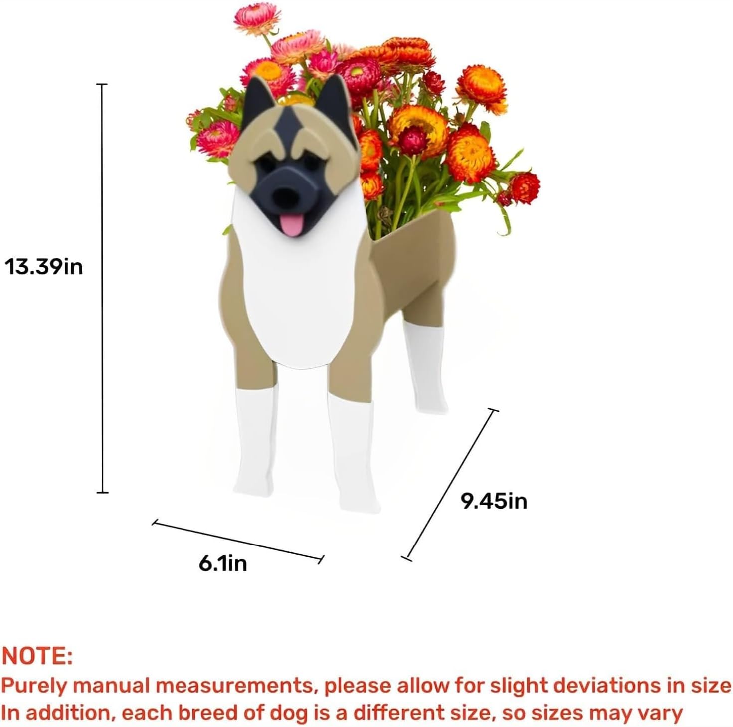 American Akita Dog Planter Pots, Animal Shaped Flower Pot | Cute Plant Gift for Women and Pet Lovers, Indoor Outdoor