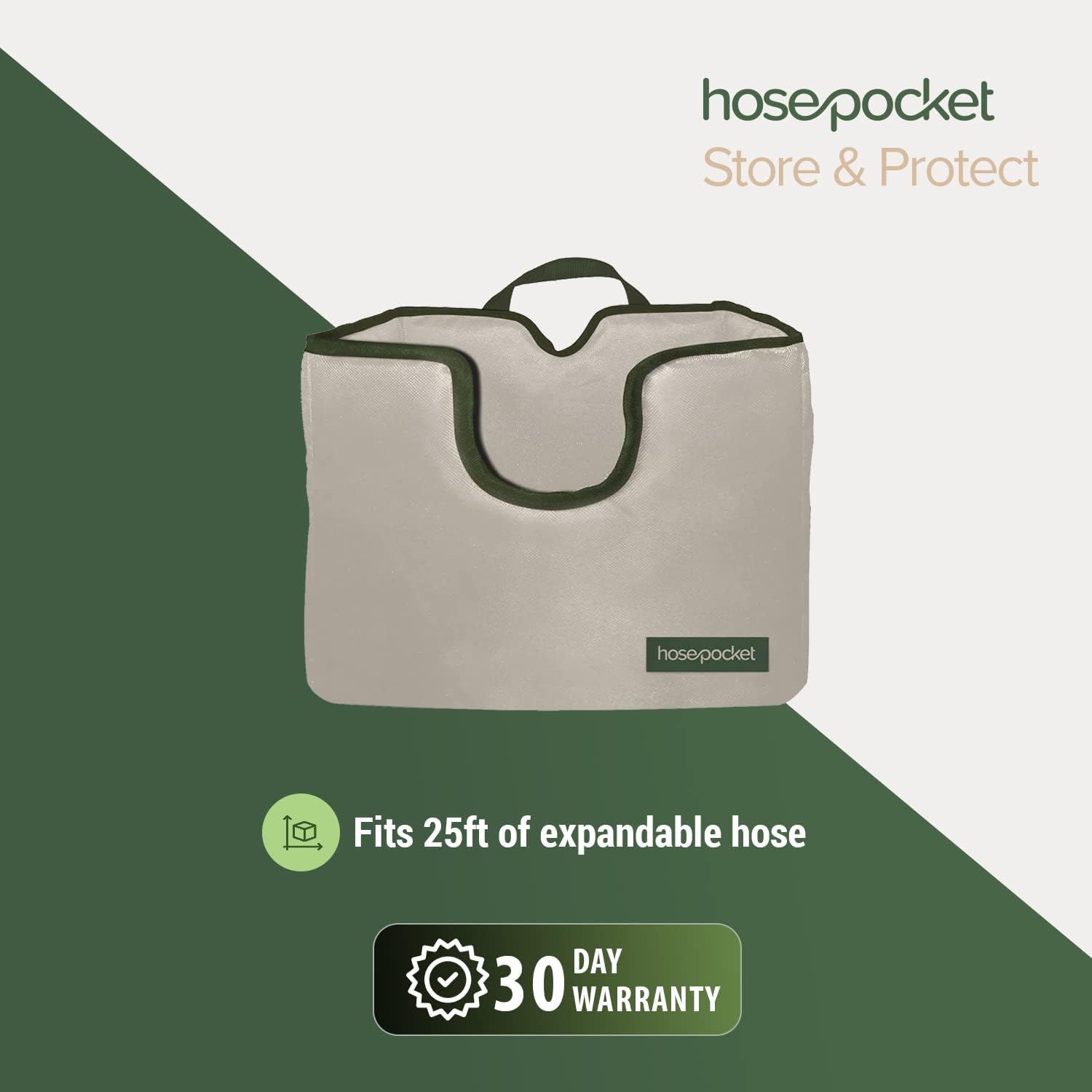 Expandable Garden Hose Holder by Hose Pocket – Store Your Expandable Garden Hose Neatly and Simply – Size Small