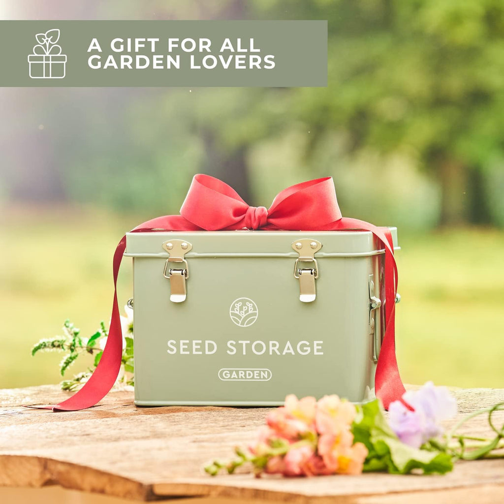 Wildgoose Seed Storage Box - Metal Seed Packet Organizer with Labels | Seed keeper, holder and container for vegetable