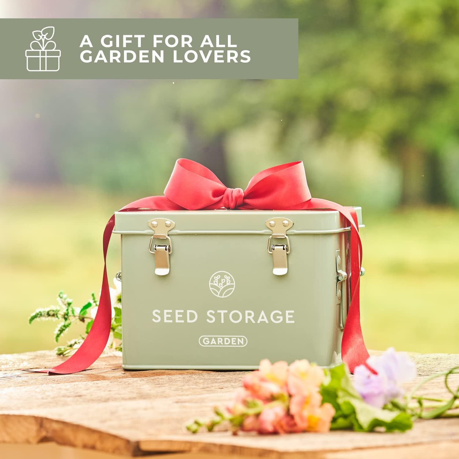Wildgoose Seed Storage Box - Metal Seed Packet Organizer with Labels | Seed keeper, holder and container for vegetable