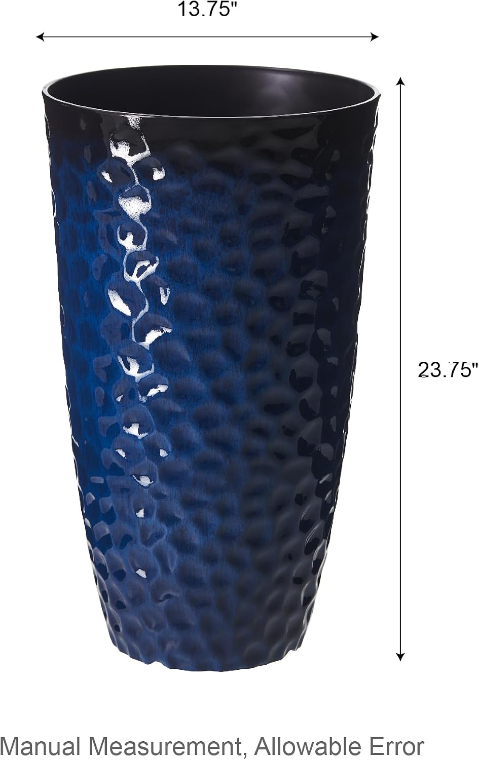 Glitzhome 23.75" H Oversized Tall Planter,Modern Set of 2 Honeycomb Textured Gradient Cobalt Blue Round Garden Plant