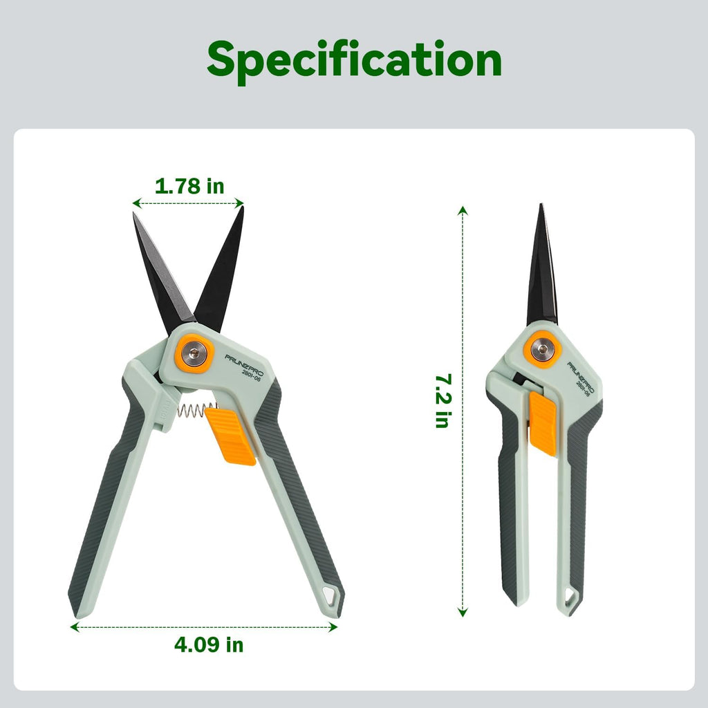 PrunePro Garden Scissors Pruning Shears Sharp Stainless Steel Non-Stick Teflon Coating Blade for Precise Cuts Garden
