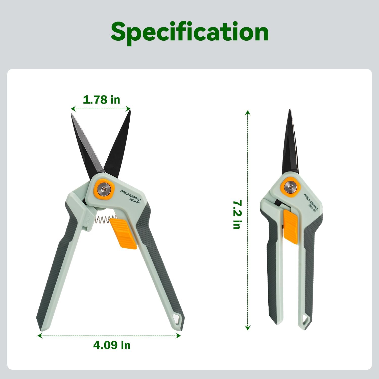 PrunePro Garden Scissors Pruning Shears Sharp Stainless Steel Non-Stick Teflon Coating Blade for Precise Cuts Garden