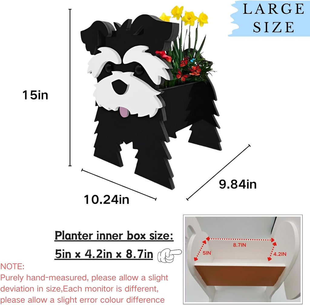 Black Schnauzers Dog Planter Pots, Animal Shaped Flower Pot | Large Cute Plant Gift for Women and Pet Lovers, Indoor