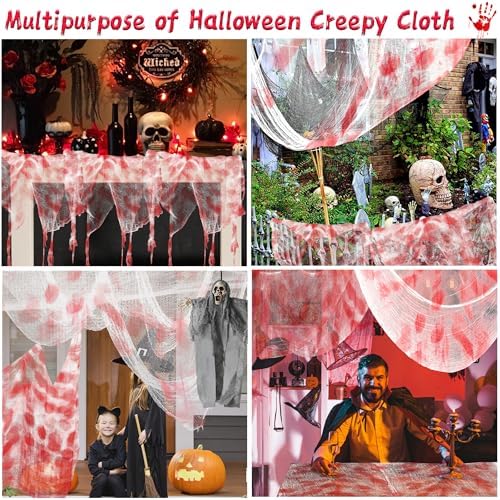 Xgunion Creepy Cloth 315x87 Inch Red Bloody Spooky Gauze