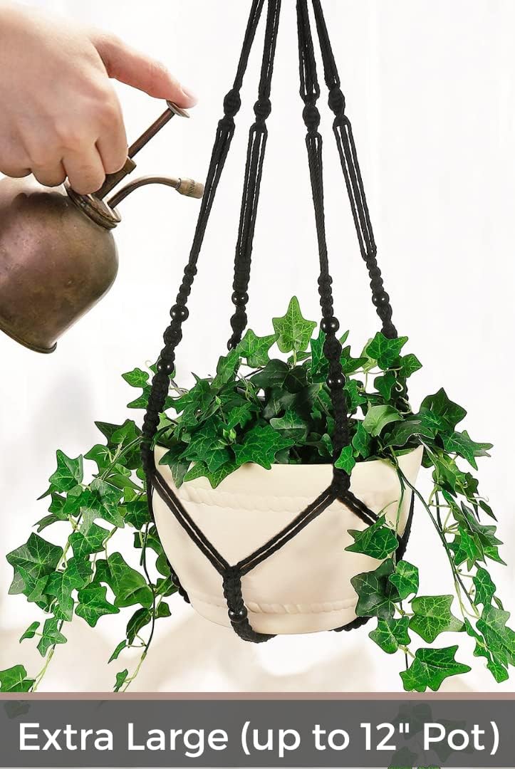 2 Pack Macrame Plant Hanger Large for 12 inch Pot, Large Plant Hanger | Large Macrame Plant Hanger, Long & Outdoor