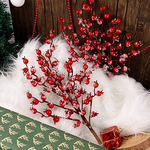 winemana 3 Pack Large Red Berry Christmas Ornaments Tree Picks