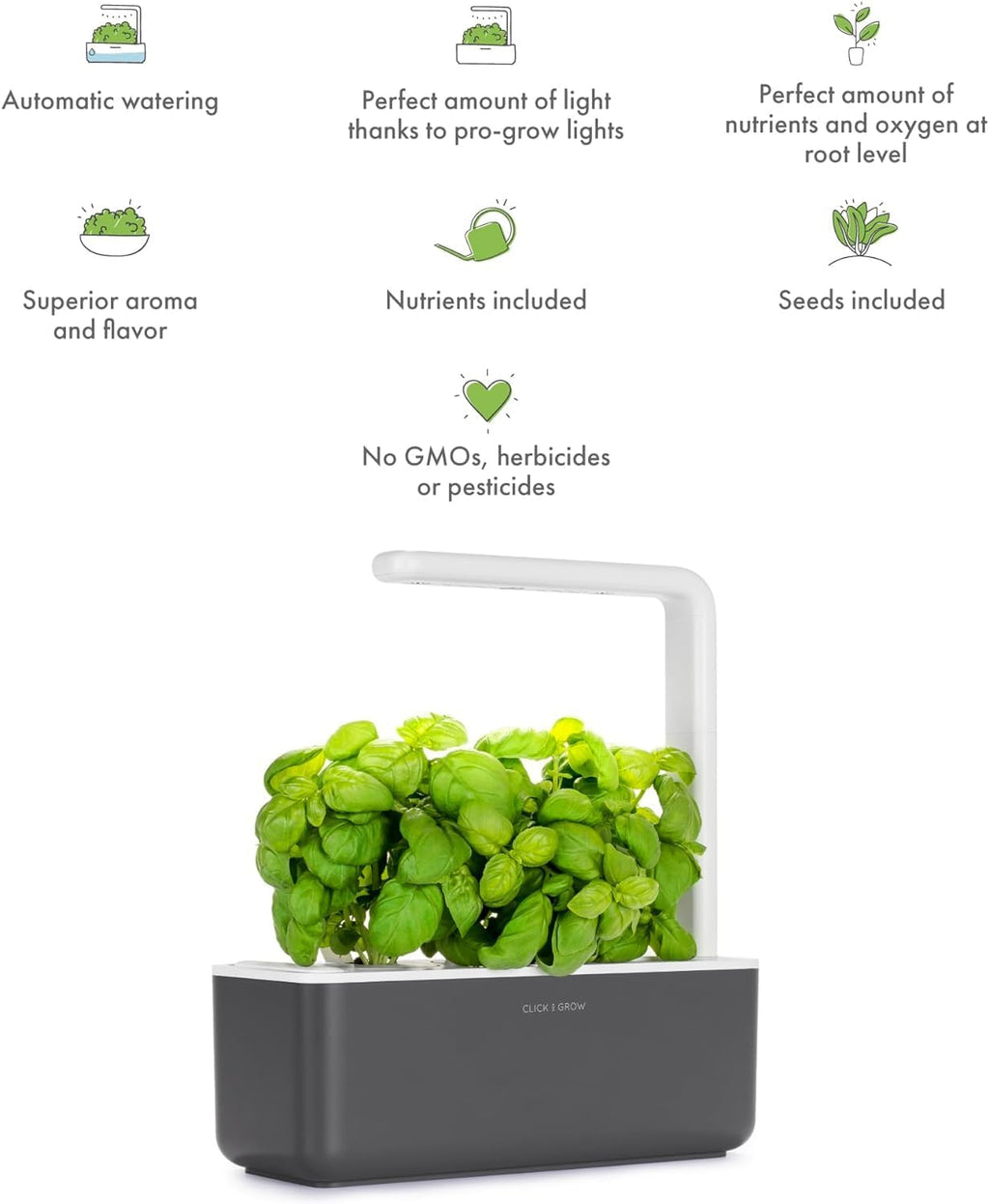 Click & Grow Indoor Herb Garden Kit with Grow Light | Smart Garden for Home Kitchen Windowsill | Easier Than