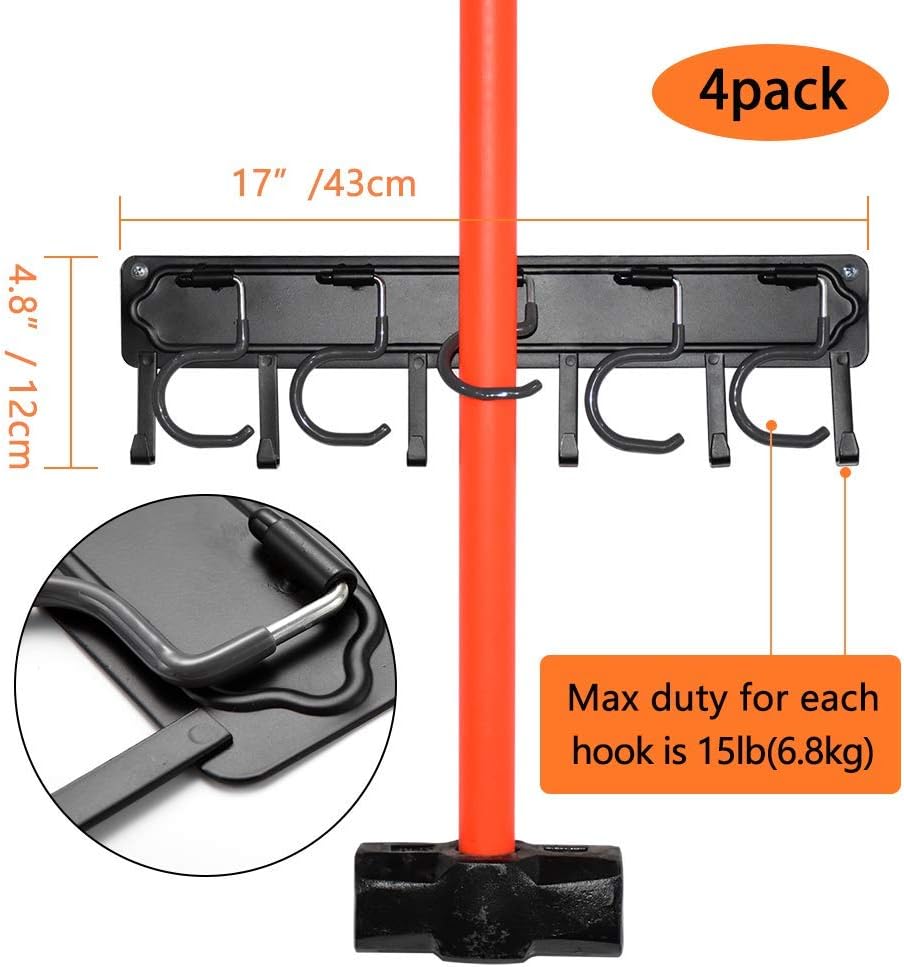 YueTong 68" All Metal Garden Tool Organizer,Adjustable Garage Wall Organizers and Storage,Heavy Duty Wall Mount Holder