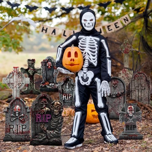 10 Styles Halloween Large Tombstone Gravestones Yard Stakes Decorations 17IN Headstone Outside Signs with Stakes for Halloween Scary Spooky Patio Lawn Yard Garden Cemetery Outdoor Decors