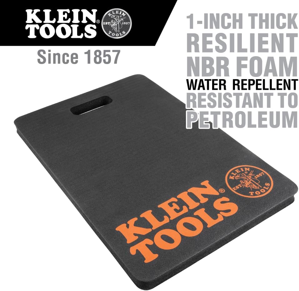 Klein Tools 60135 Kneeling Pads, Adult Men's Soft Thick Closed Cell Soft Foam Professional Tradesman Pro Pads with