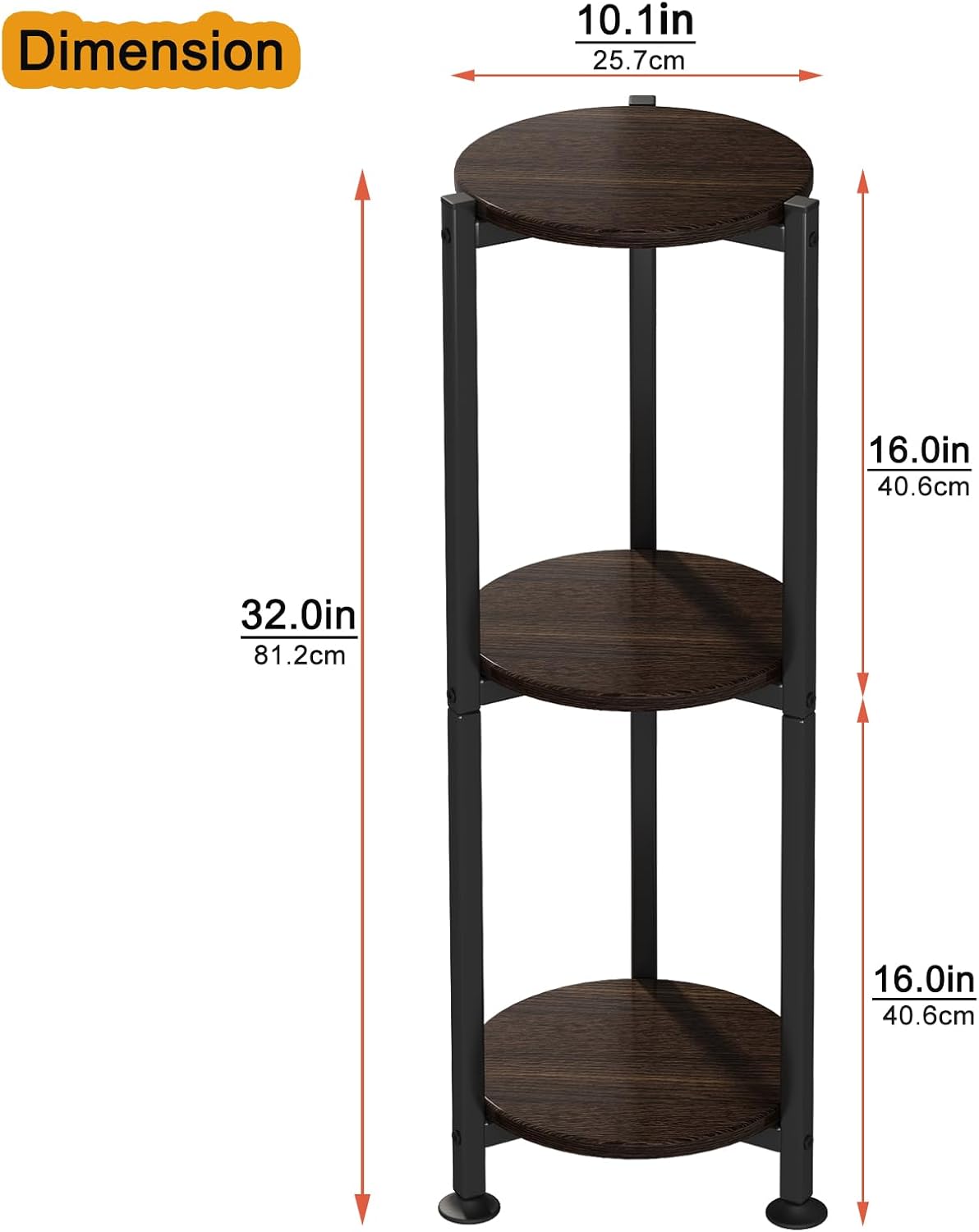 3 Tier Plant Stand Indoor Corner Tall Round Shape Plant Shelf | Modern Metal MDF board Flower Storage,Suitable tight