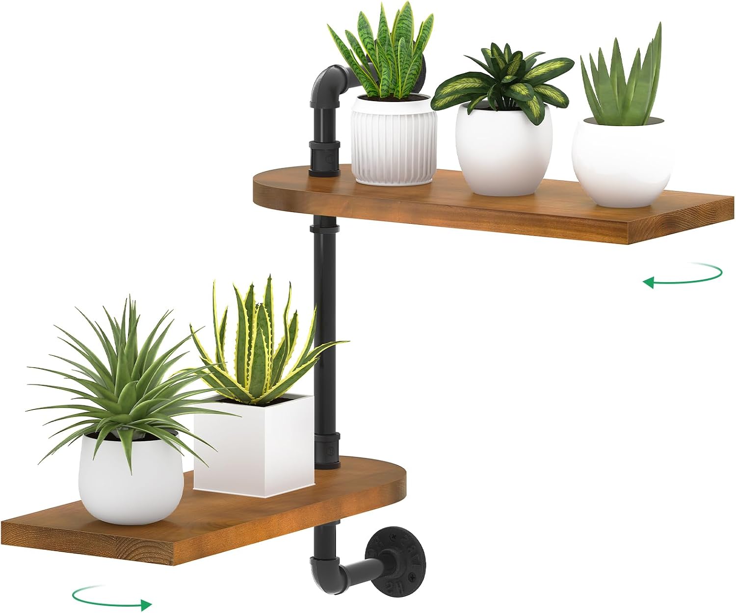 OtGalk 2-Tier Rotating Window Plant Shelf, Wooden Indoor Plant Stand | Rotating design provides optimal light exposure.