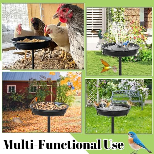 39In Freestanding Birdbaths Bowl Outdoor, Free Standing Garden Bird Bath Bird Feeder Bowl with Metal Stake, Detachable Decoration Spa Birdfeeder for Garden Patio Yard Lawn, New Upgrade(A)